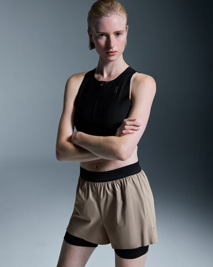On 3" Performance 2/1 Shorts Cinder | Black (Women's)