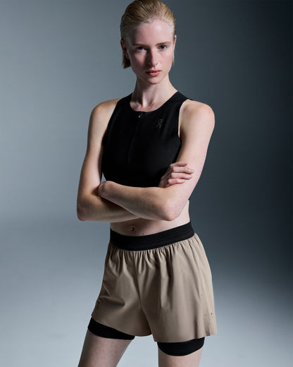 On 3" Performance 2/1 Shorts Cinder | Black (Women'S)