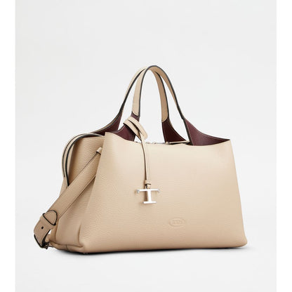 Tods Bauletto Bag In Leather Medium Natural Burgundy