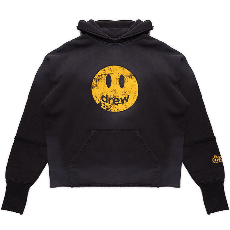 Drew House Mascot Faded Deconstructed Hoodie Black