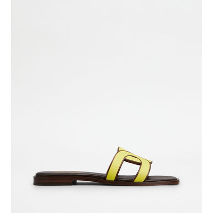 Tods Sandals In Leather Yellow Womens