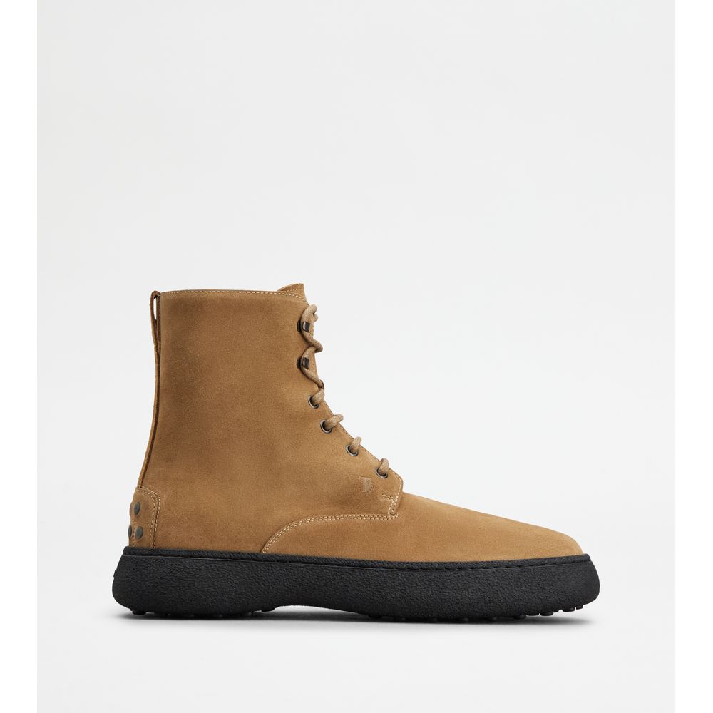 Tods W. G. Lace-Up Ankle Boots In Suede Brown Mens