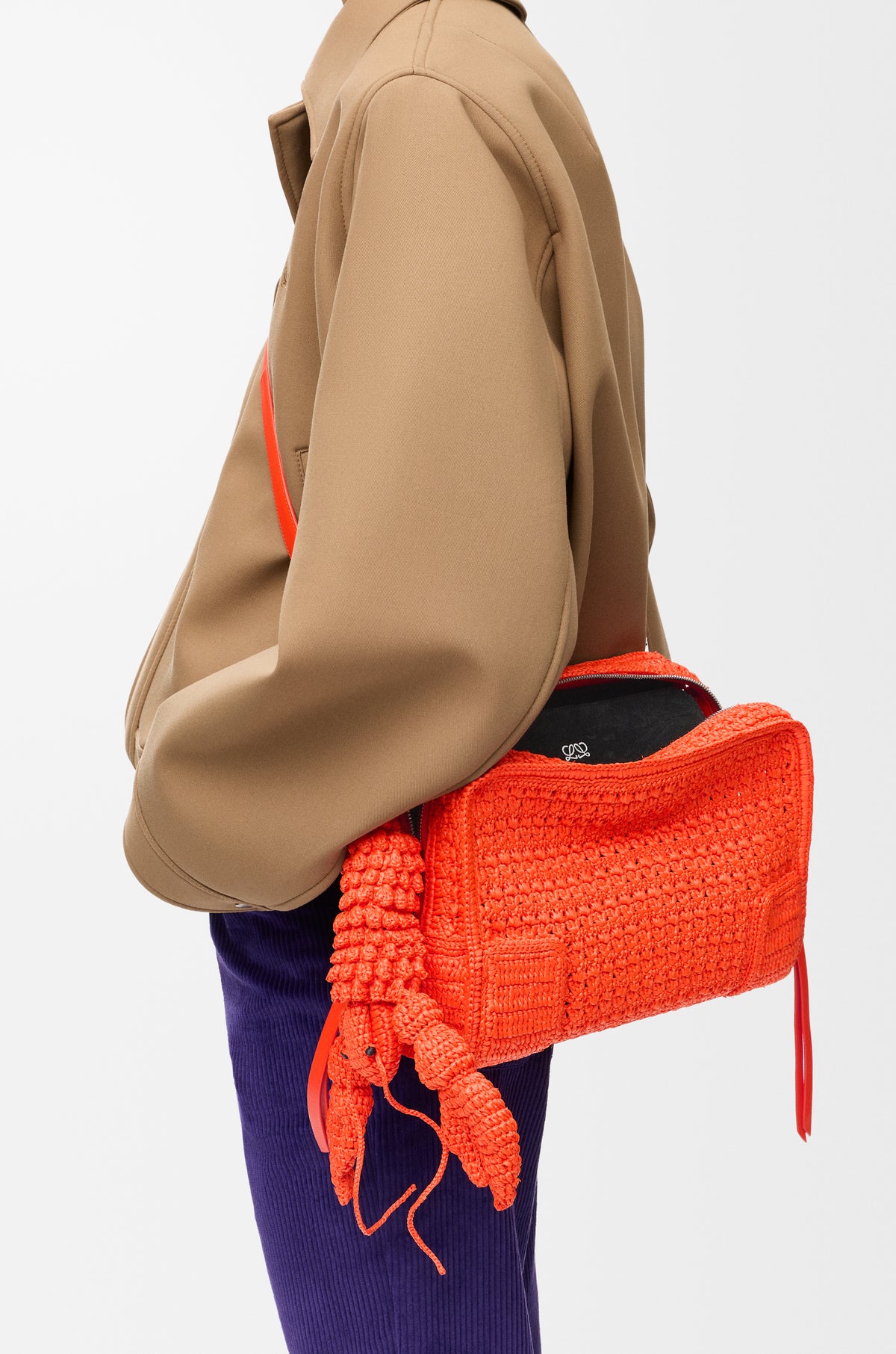 Loewe Medium Amazona 180 Lazy Crab bag in raffia crochet