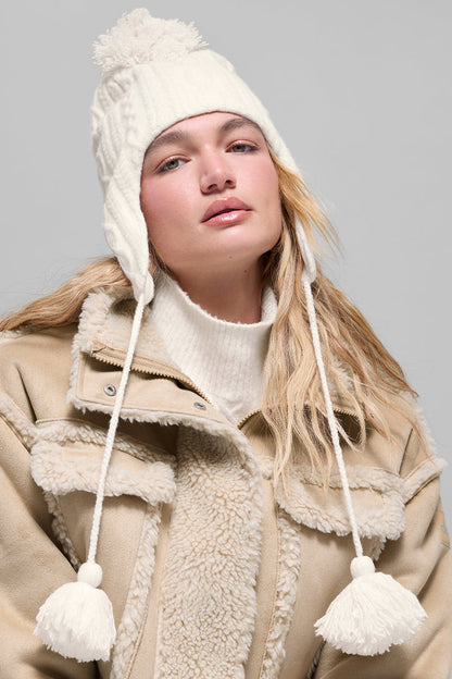 Alo Yoga Cable Knit Winter Bliss Earflap Beanie