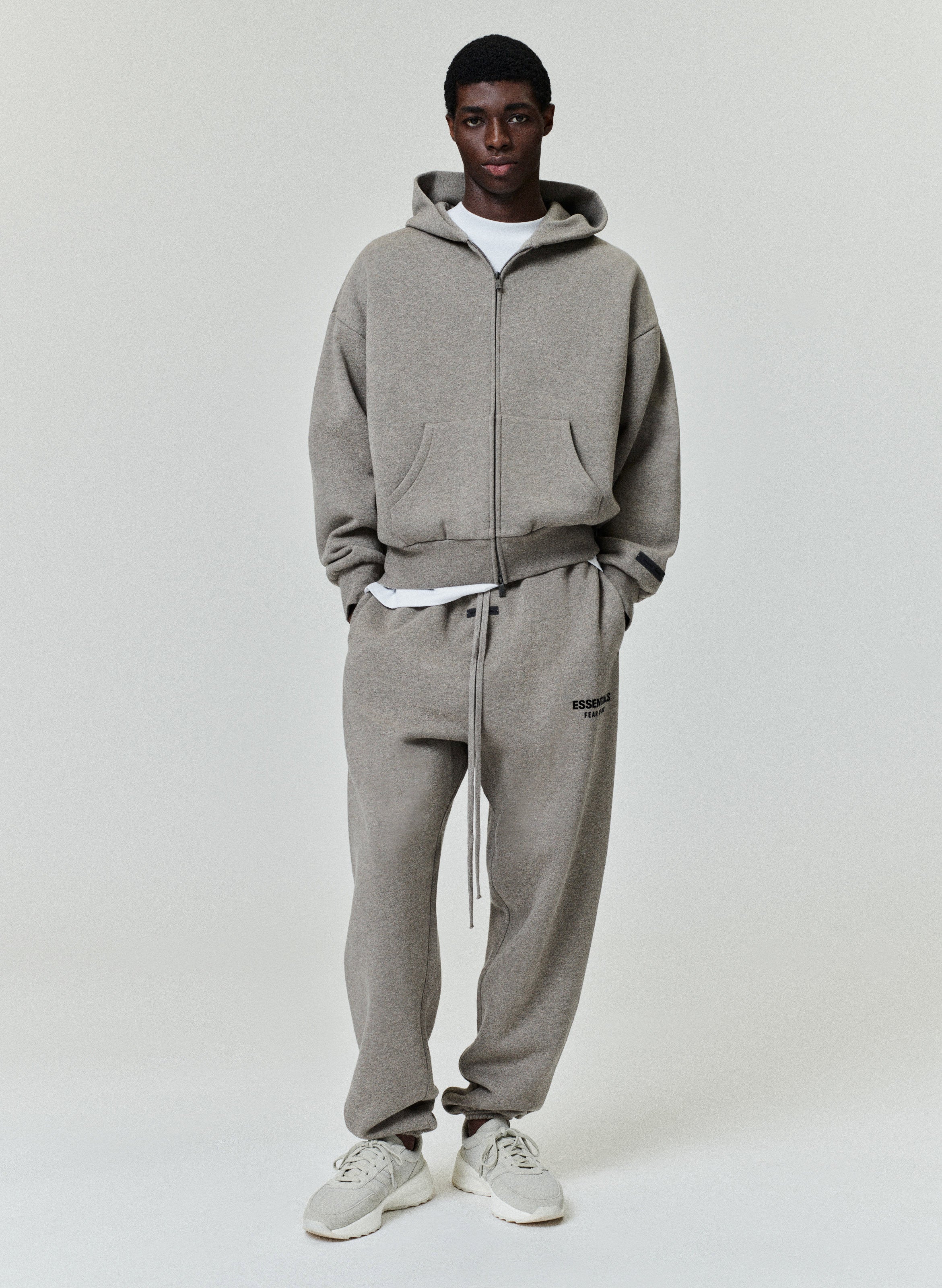 Essentials Classic Full  Zip Up Hoodie Homestead Heather