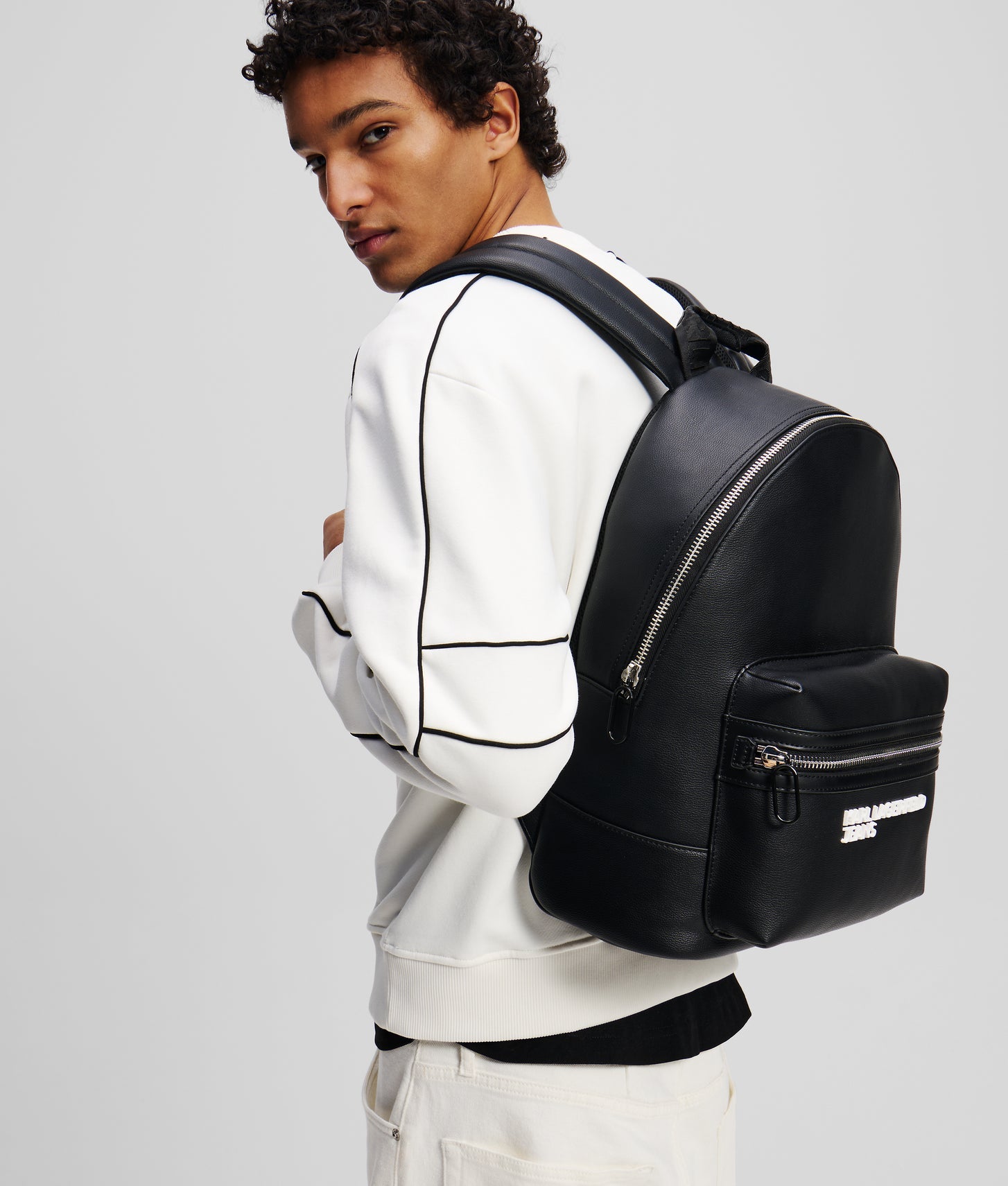 KarlLagerfeld Faux-Leather Backpack Black