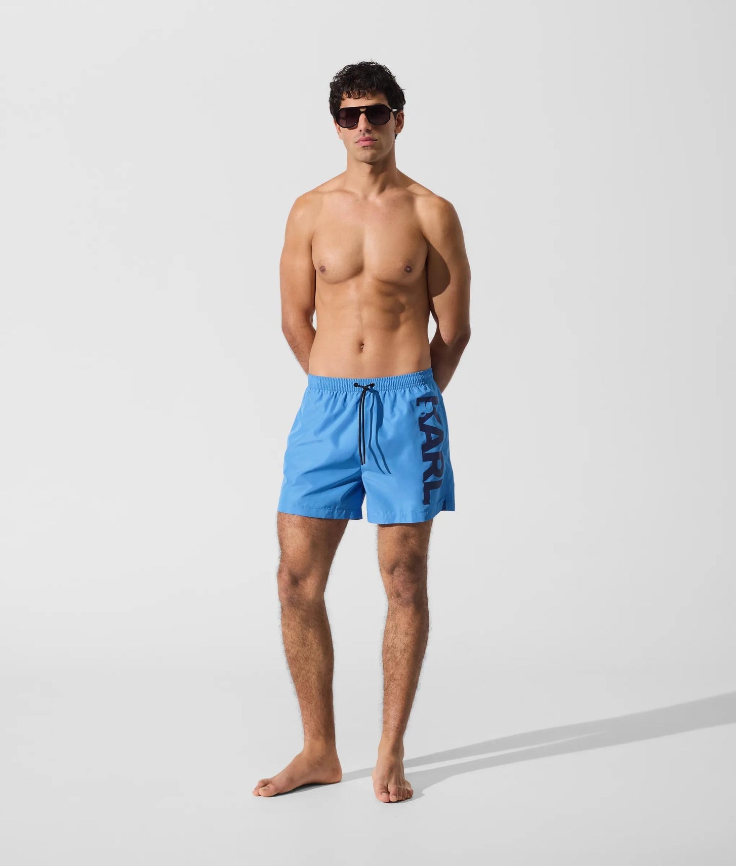 Karl Lagerfeld Logo Short Boardshorts Silver Lake Blue