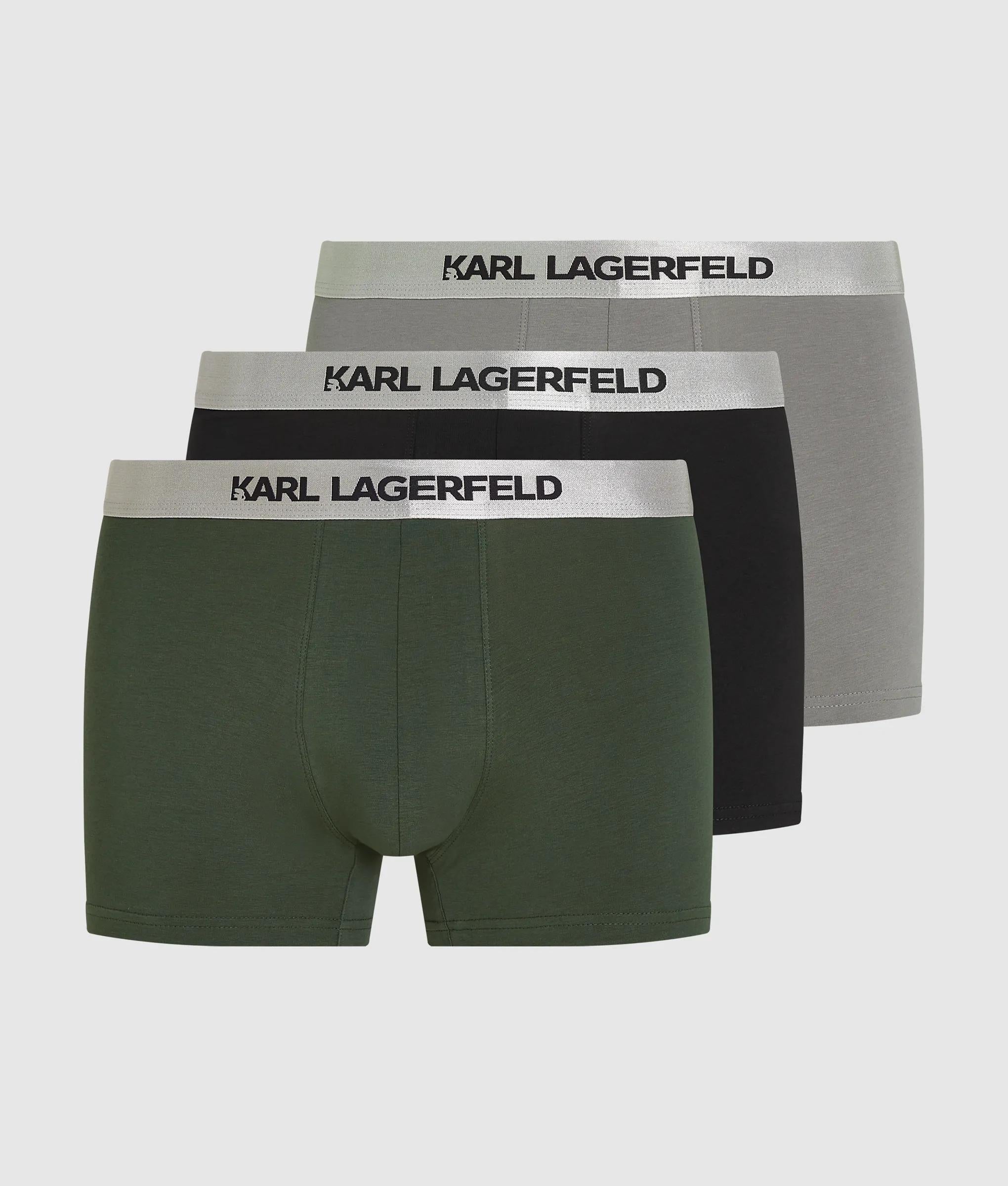 Karl Lagerfeld Metallic Logo Trunks – 3-Pack Forest-Black-Sedona