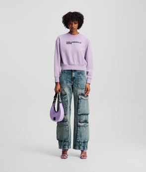 KarlLagerfeld Klj Box Logo Half-Moon Shoulder Bag Lavendula