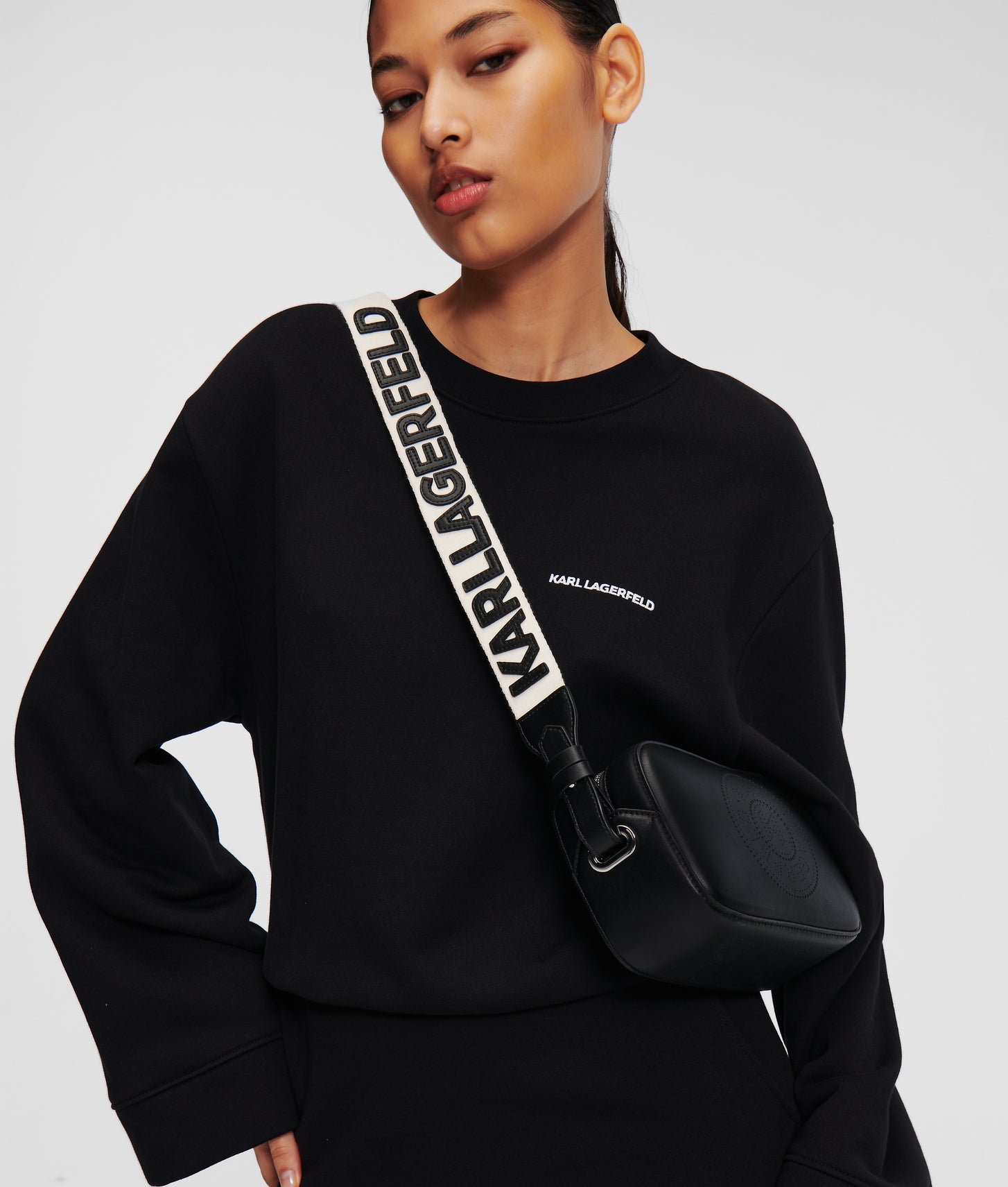 KarlLagerfeld Kcircle Perforated Crossbody Bag Black