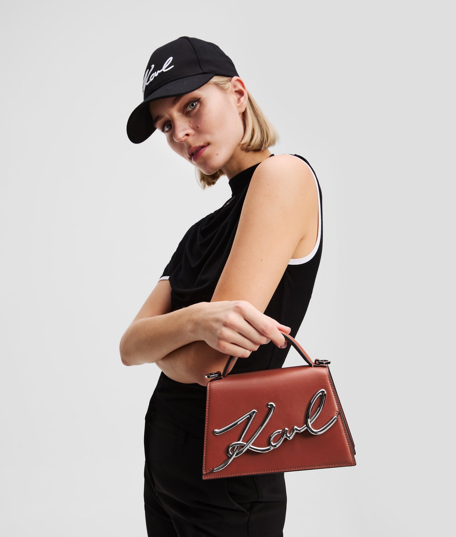 KarlLagerfeld Ksignature Small Crossbody Bag Red Brick