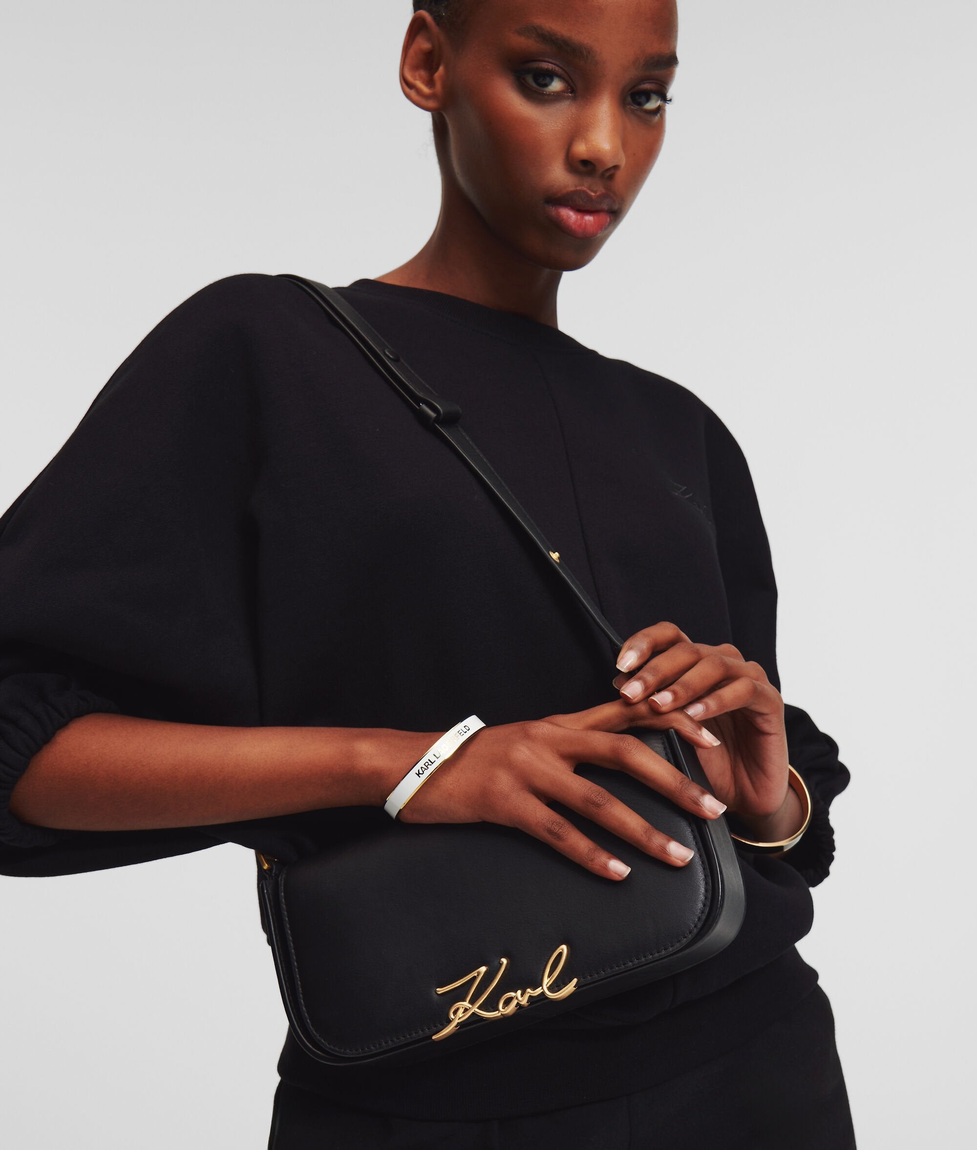 K/Signature Two-Way Crossbody Bag Black-Vibration Gold Black-Vibration Gold
