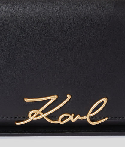 KarlLagerfeld Ksignature Two-Way Crossbody Bag Black-Vibration Gold