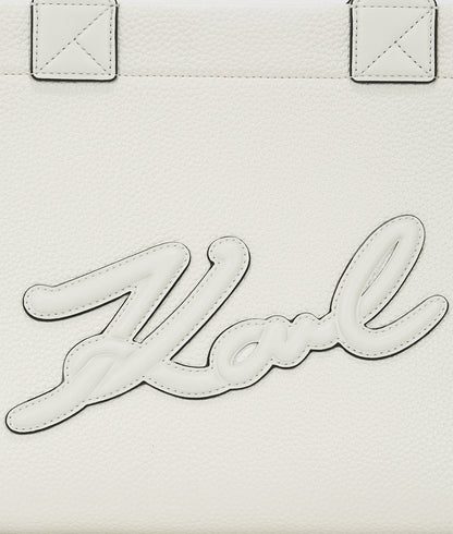 KarlLagerfeld Kskuare Grainy Medium Tote Bag Off White