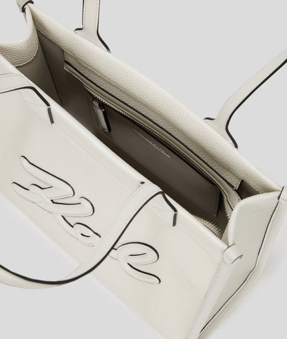 KarlLagerfeld Kskuare Grainy Medium Tote Bag Off White