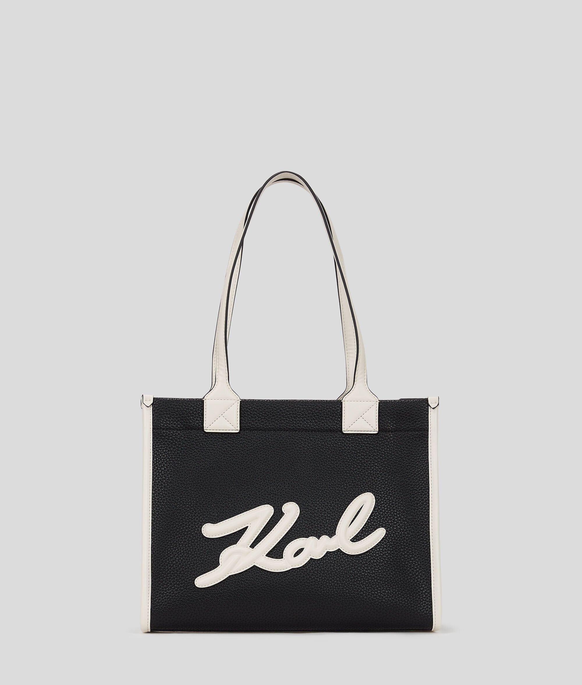 K/Skuare Grainy Medium Tote Bag Black/White Black/White