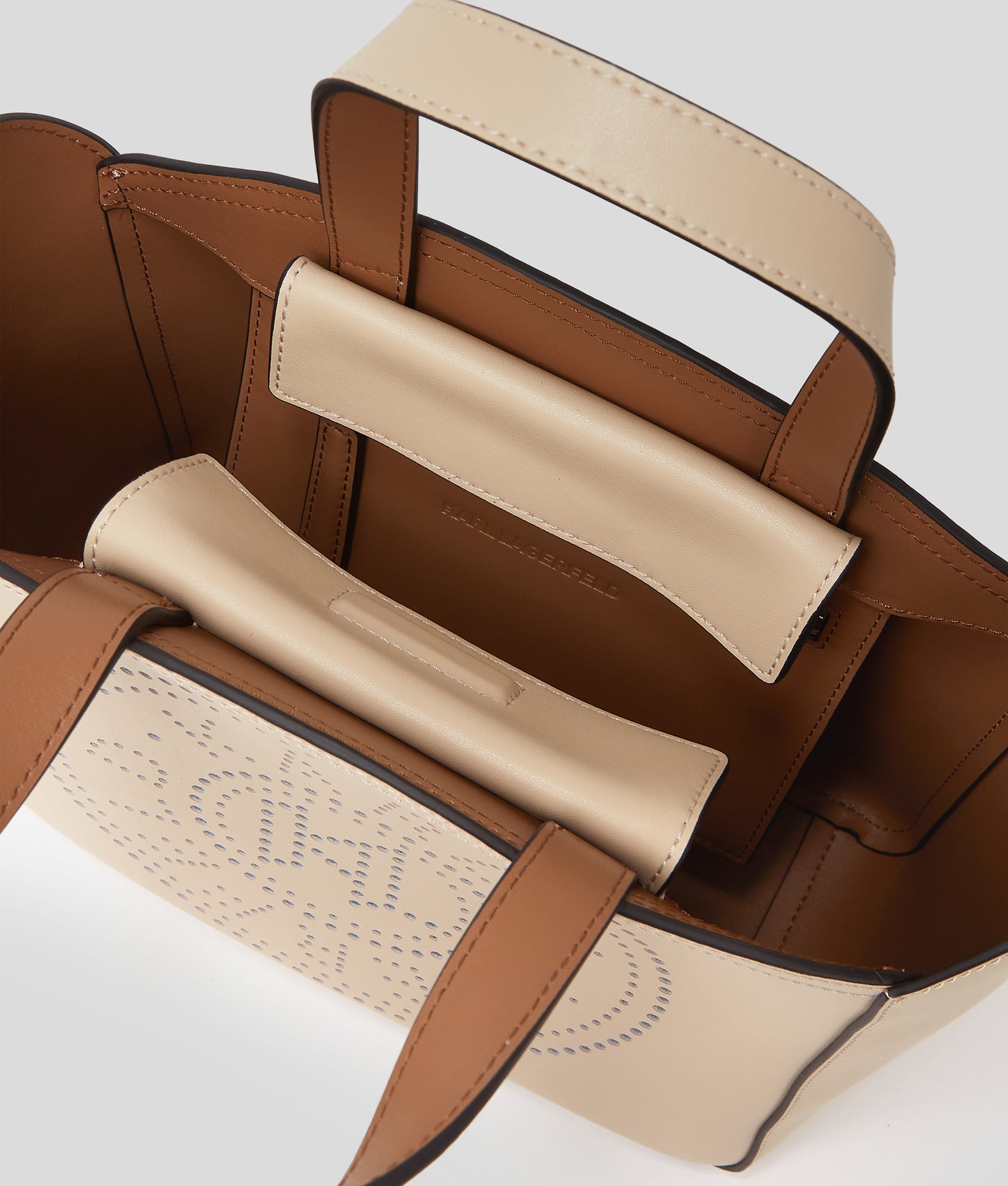 KarlLagerfeld Kcircle Perforated Small Tote Bag Trench Beige