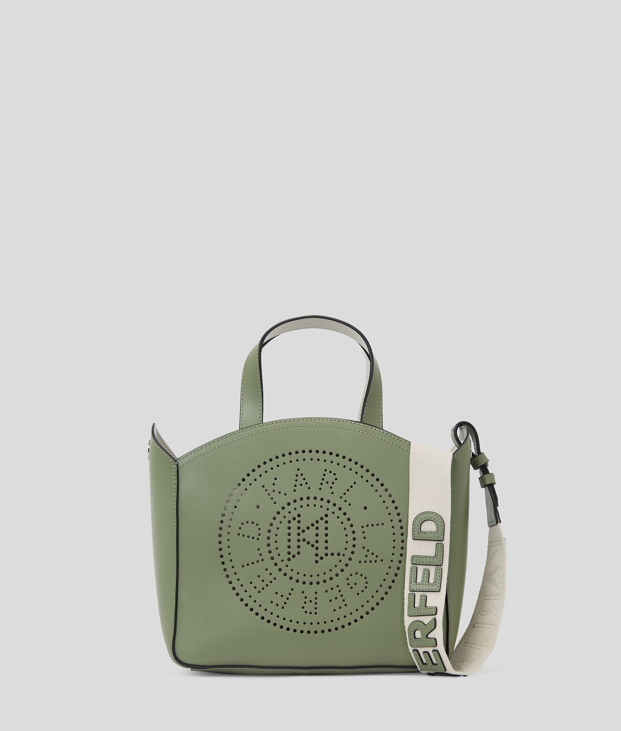 KarlLagerfeld Kcircle Perforated Small Tote Bag Oil Green