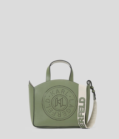 KarlLagerfeld Kcircle Perforated Small Tote Bag Oil Green