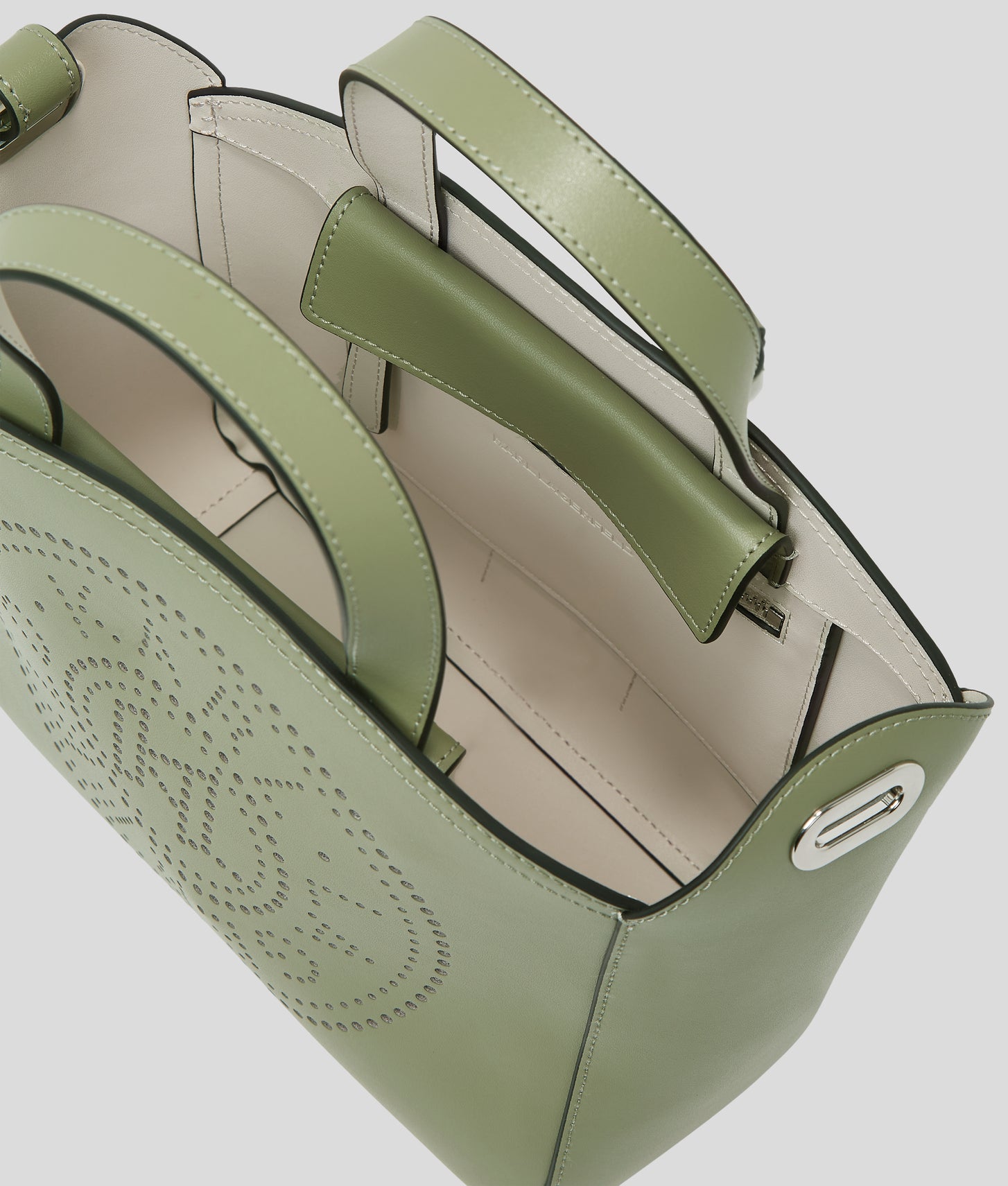 KarlLagerfeld Kcircle Perforated Small Tote Bag Oil Green