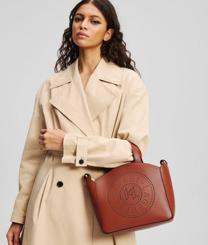 KarlLagerfeld Kcircle Perforated Small Tote Bag Red Brick