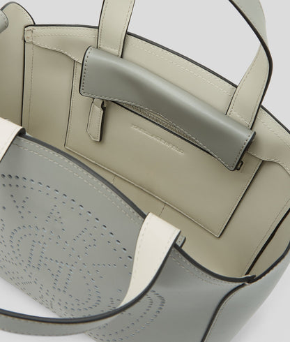 KarlLagerfeld Kcircle Perforated Small Tote Bag Cloud Grey
