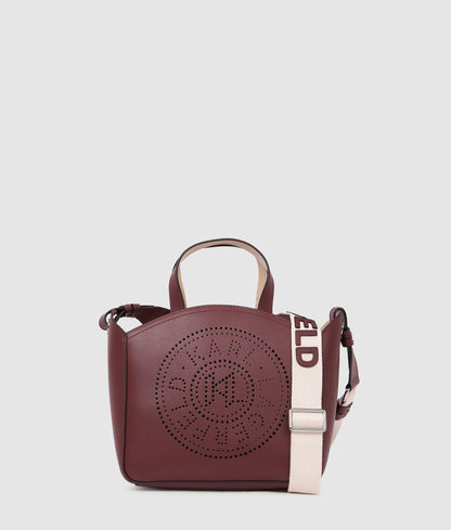 KarlLagerfeld Kcircle Perforated Small Tote Bag Windsor Wine
