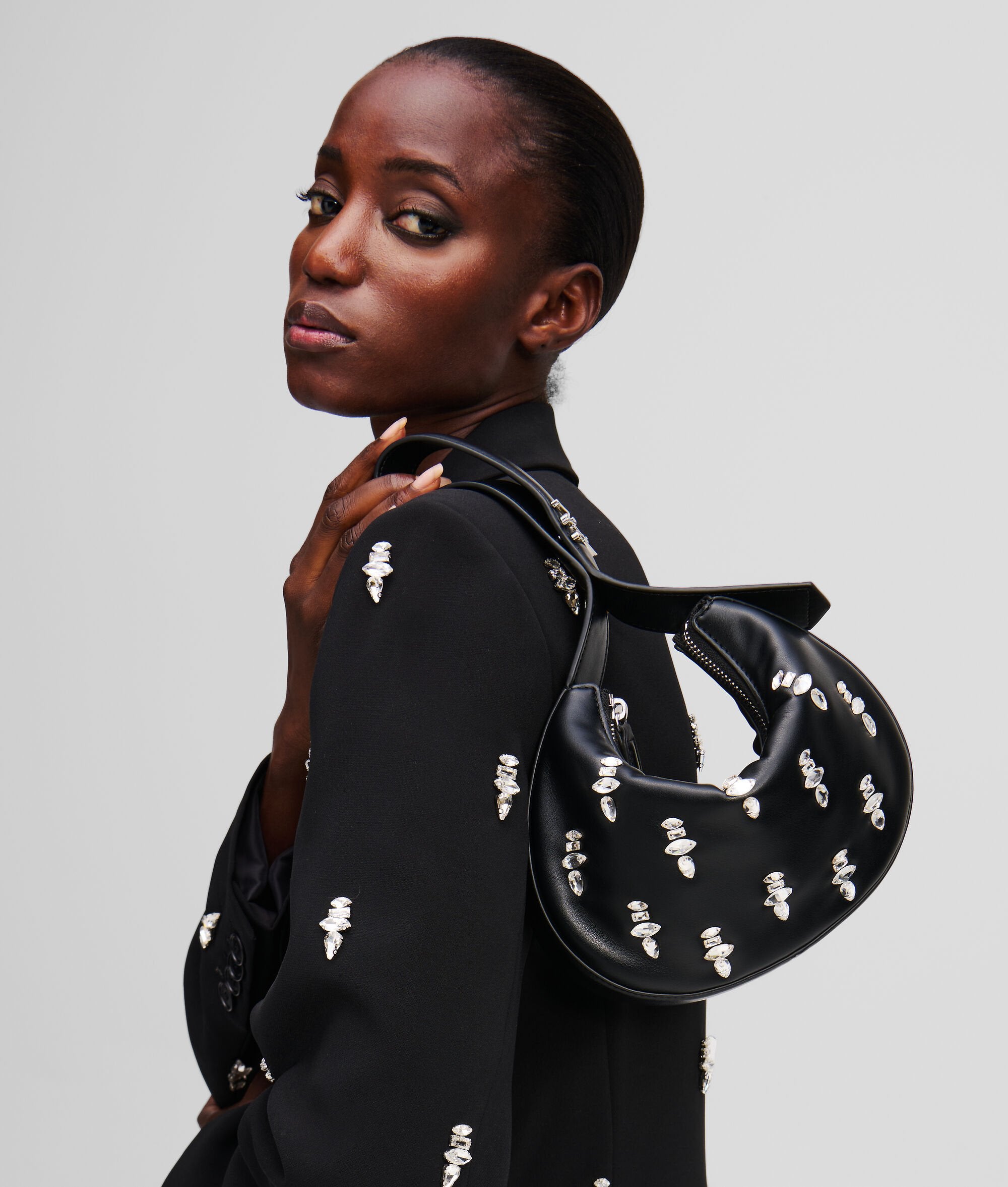 K/SoirŽe Embellished Half-Moon Bag Black Black