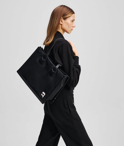 KarlLagerfeld Ikon Nylon Medium Square Tote Bag Black