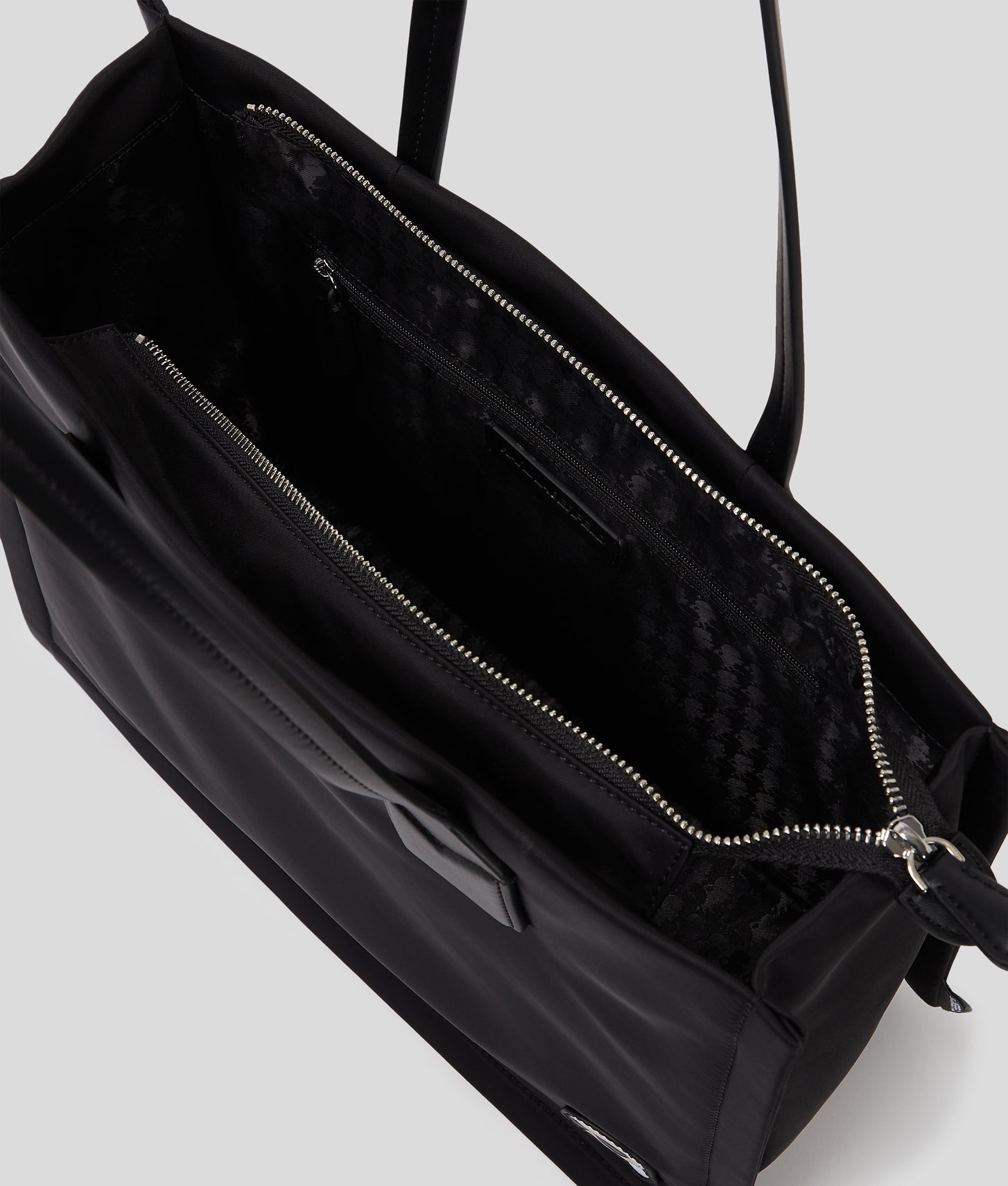 KarlLagerfeld Ikon Nylon Medium Square Tote Bag Black