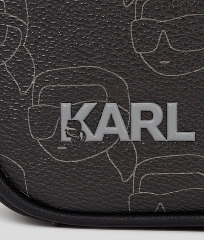 KarlLagerfeld Ikon Monogram Camera Bag Nft All Over Pattern Black