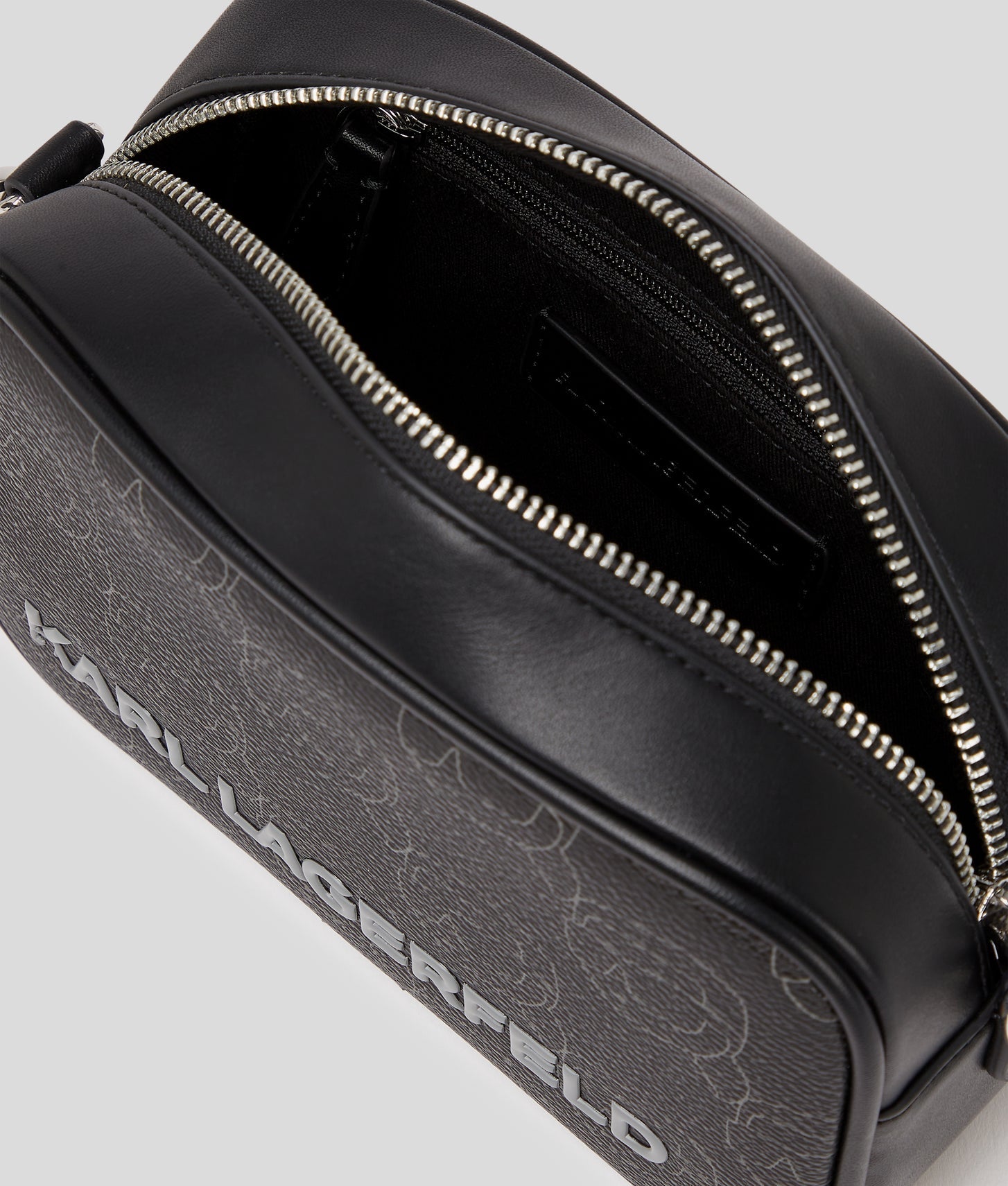 KarlLagerfeld Ikon Monogram Camera Bag Nft All Over Pattern Black