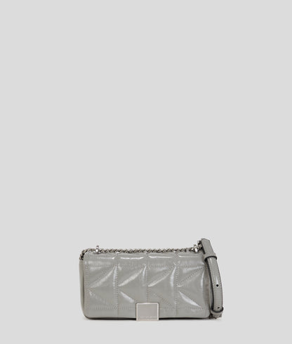 KarlLagerfeld Kkuilt Shiny Small Crossbody Bag Cloud Grey