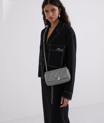KarlLagerfeld Kkuilt Shiny Small Crossbody Bag Cloud Grey