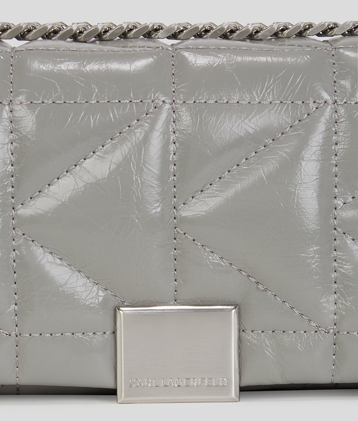 KarlLagerfeld Kkuilt Shiny Small Crossbody Bag Cloud Grey
