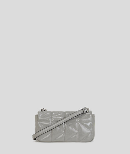 KarlLagerfeld Kkuilt Shiny Small Crossbody Bag Cloud Grey