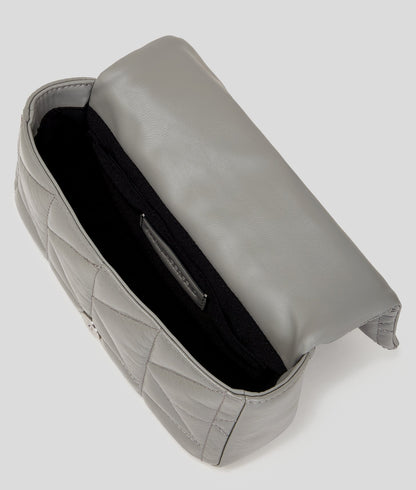 KarlLagerfeld Kkuilt Shiny Small Crossbody Bag Cloud Grey