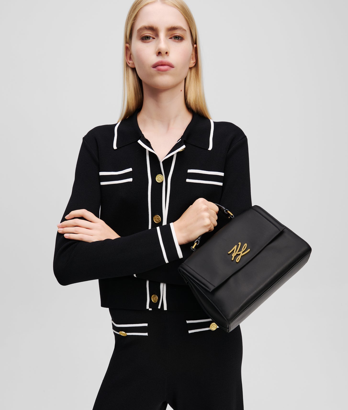 KarlLagerfeld Kautograph Top-Handle Crossbody Bag Black/Gold