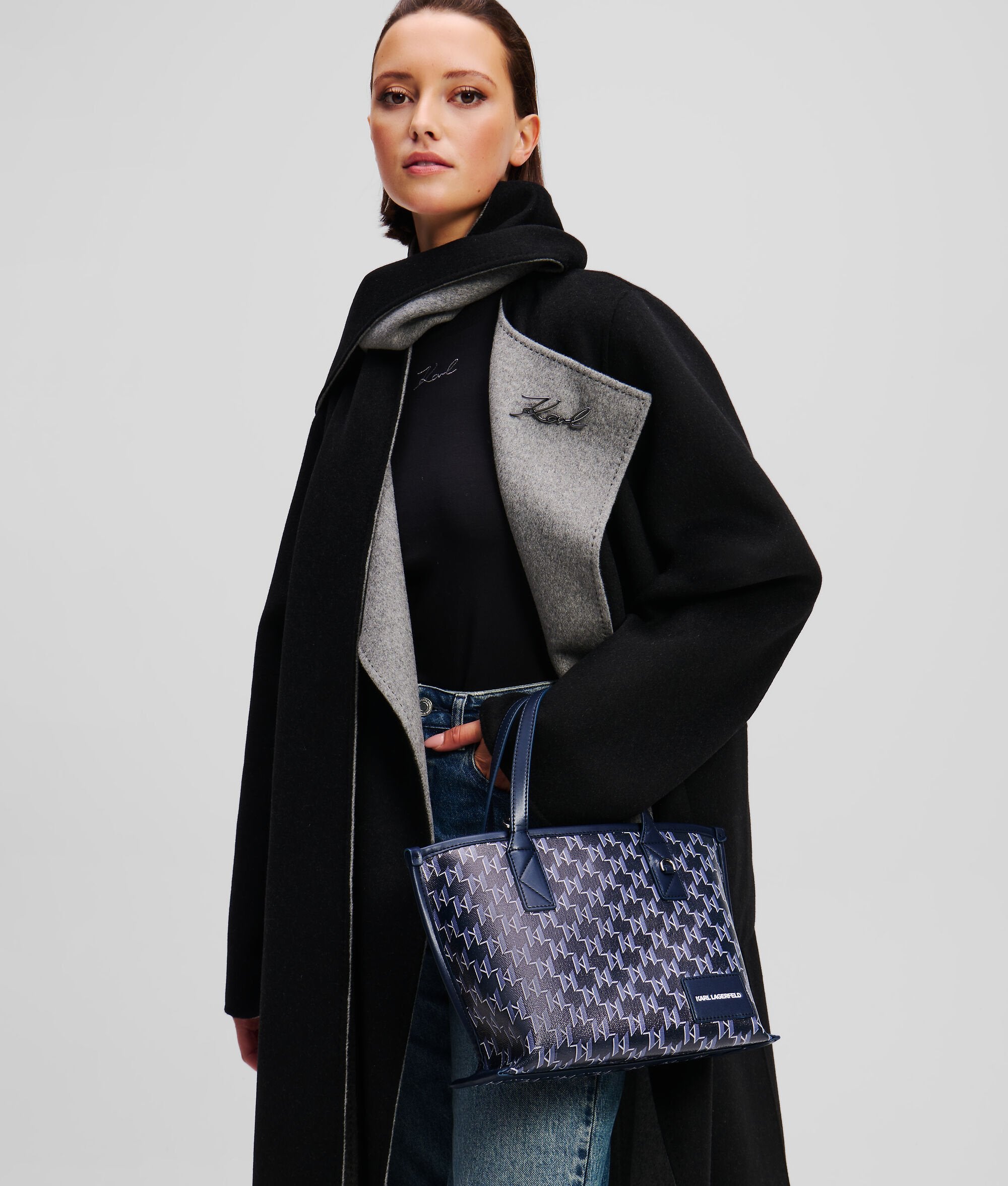 K/Voyage Small Tote Bag Navy Blue Monogram Navy Blue Monogram