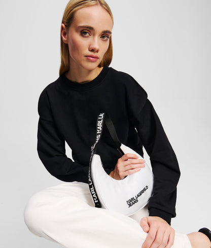 Nylon Half-Moon Shoulder Bag White White