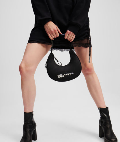 Nylon Half-Moon Shoulder Bag Black Black