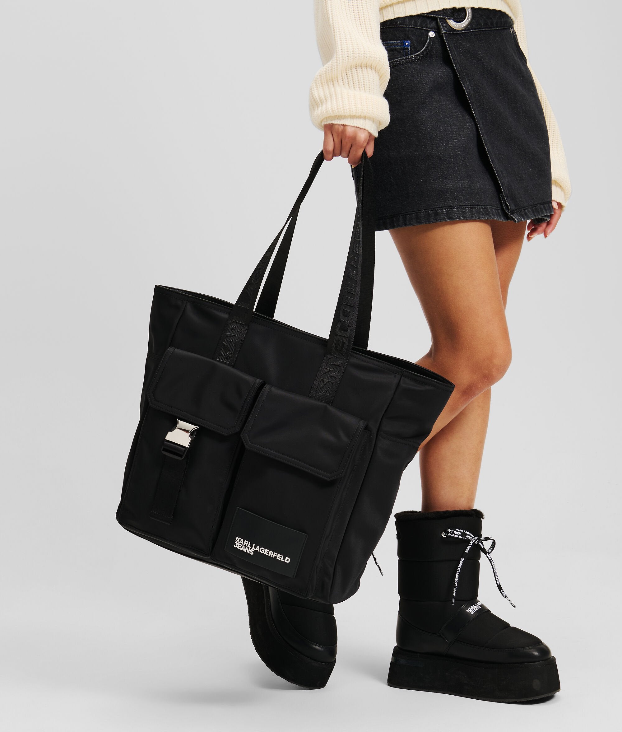 Street Nylon Tote Bag Black Black