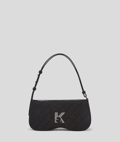 Sunglasses Quilted Shoulder Bag Black Denim Black Denim