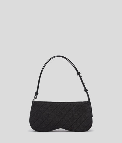 Sunglasses Quilted Shoulder Bag Black Denim Black Denim