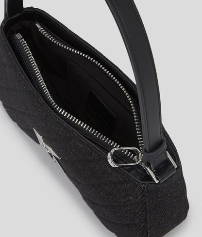 Sunglasses Quilted Shoulder Bag Black Denim Black Denim