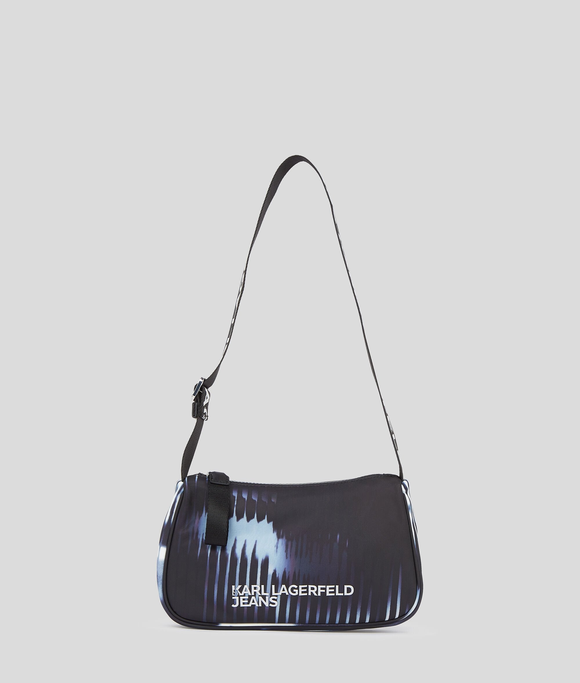 Glitch Print Nylon Shoulder Bag All Over Midnight Glitched Glass Pattern All Over Midnight Glitched Glass Pattern