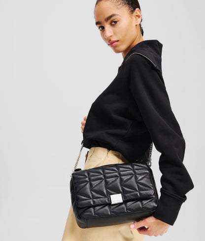 KarlLagerfeld Kkuilt Crossbody Top Handle Bag Black-Nickel