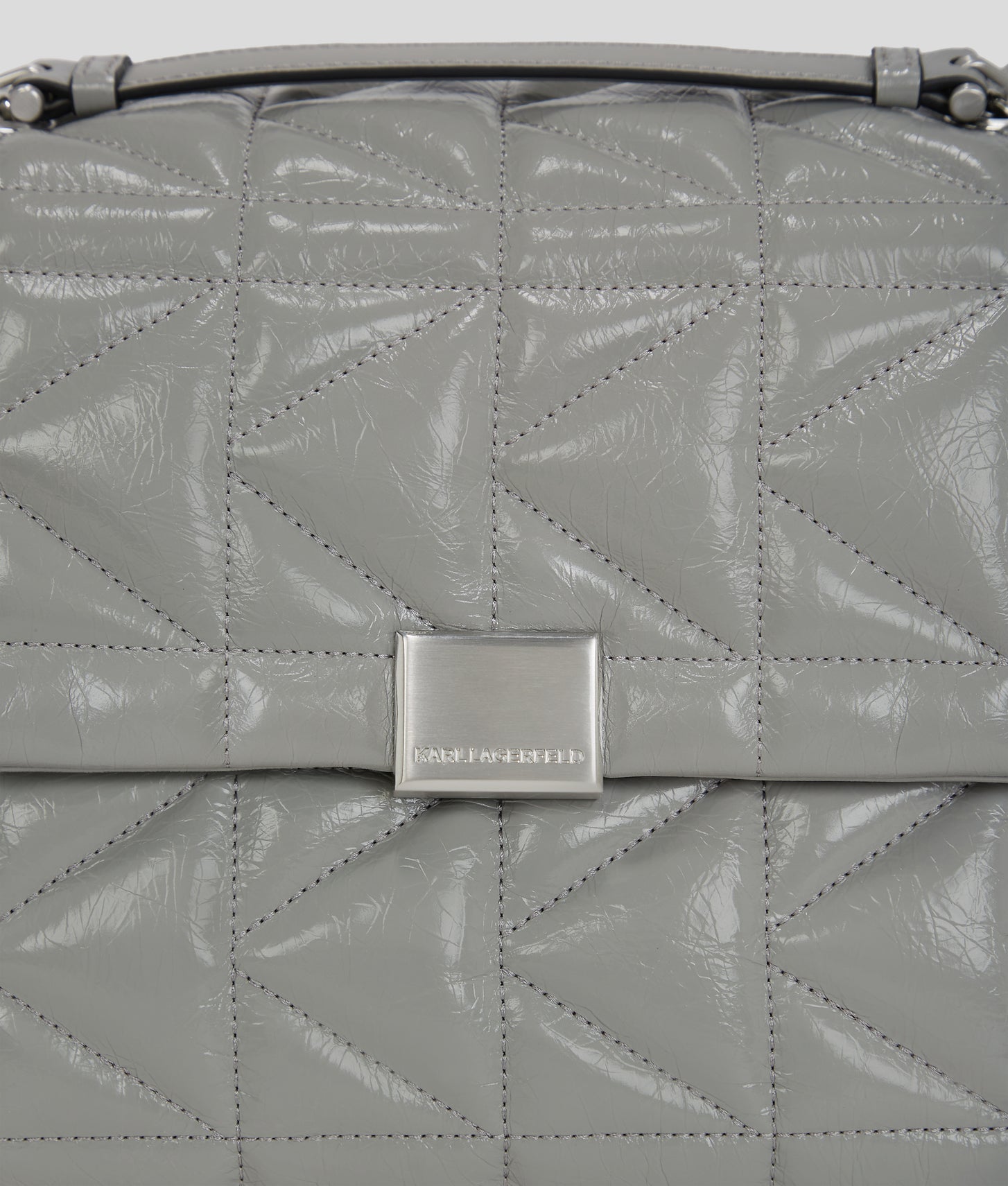 KarlLagerfeld Kkuilt Shiny Large Shoulder Bag Cloud Grey
