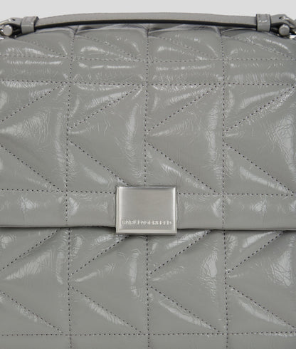 KarlLagerfeld Kkuilt Shiny Large Shoulder Bag Cloud Grey