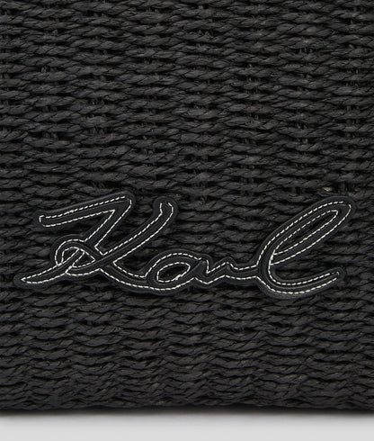 KarlLagerfeld Ksignature Small Woven Beach Tote Bag Black